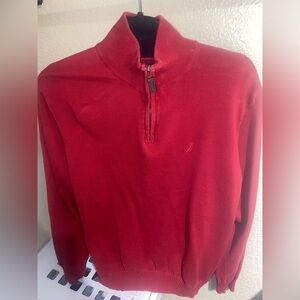 Nautical Men’s long sleeve size large sweater 1/4 zip red